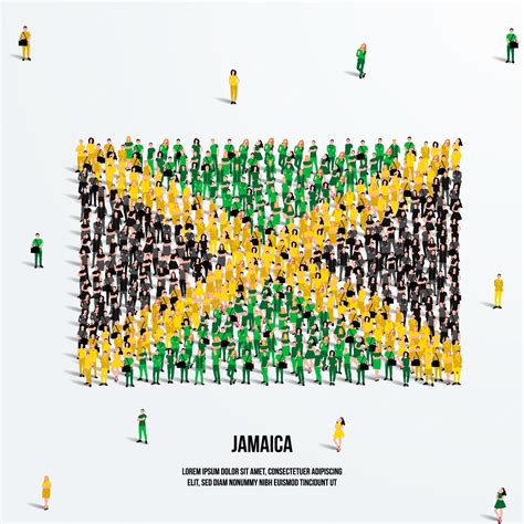 premium vector jamaica flag a large group of people form to create the shape of the jamaican