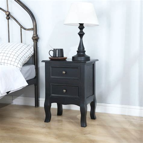 Wholesale Black Solid Wood Bedside Table