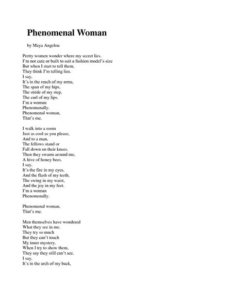 Phenomenal Woman Poem By Maya Angelou Essay 15 Pages Answer 21mb