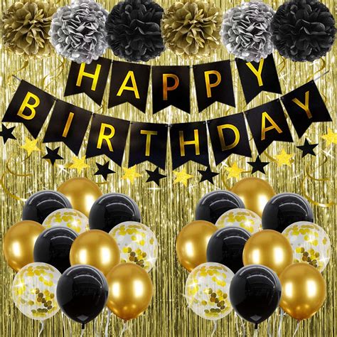 Buy Birthday Decorations For Menblack And Gold Party Decorations Boys