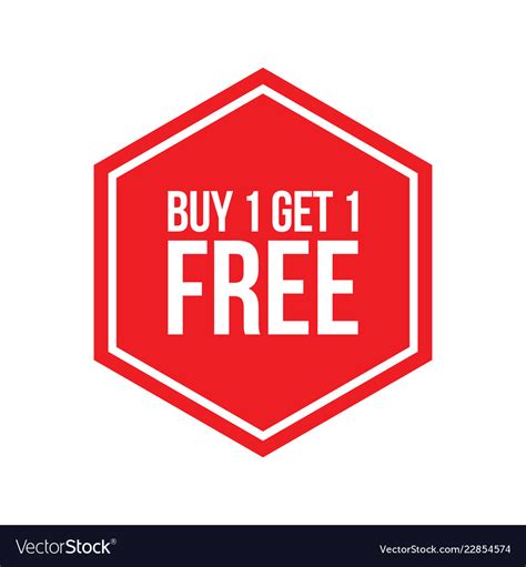 Buy One Get One Free Sign Numbers Hexagon Vector Image
