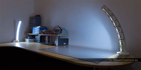 A Workbench With Two 3d Printed Rotating Desk Lamps Desk Lamp Diy