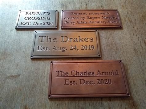 Engraved Bronze Copper And Brass Plaques With Personalised Text Etsy Uk
