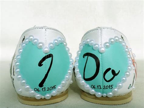 Handpainted Custom Design Bridal Flat Shoes For A Mint Wedding Theme