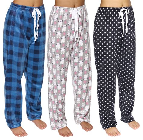 Real Essentials 3 Pack Womens Ultra Soft Fleece Comfy Stretch Pajamalounge Pants Elegant