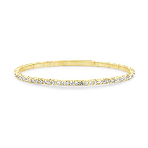 14kt Yellow Gold Flexible Diamond Tennis Bracelet 3cttw