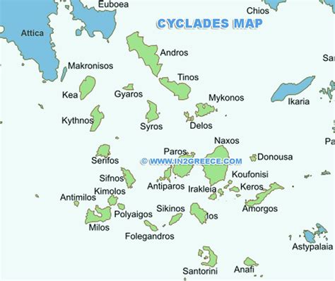 Map Of The Cyclades Islands In Greece