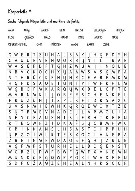 Check spelling or type a new query. Suchsel Körperteile (einfach und schwierig ...