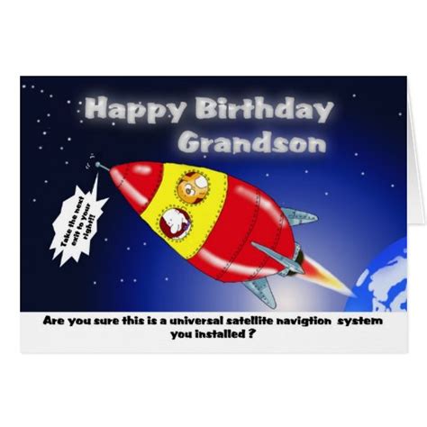 Funny Rocket Birthday Grandson Greeting Cards Zazzle