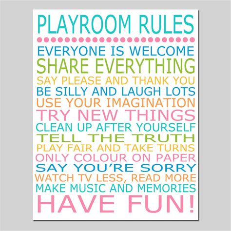 Items Similar To Playroom Rules 11x14 Large Print Nursery Childrens