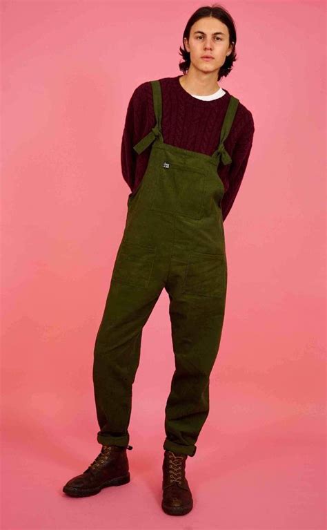 Mens The Original Corduroy Dungarees In Moss Green Dungarees