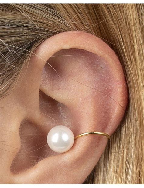 Pearl Ear Cuff Gold Pearl Ear Cuffs Trium Jewelry