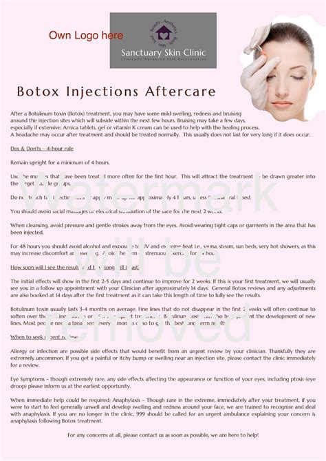 Botox Aftercare Form Template And Key Facts Instant Digital Etsy