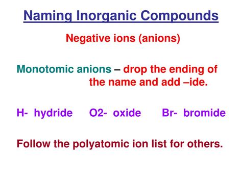 Ppt Naming Inorganic Compounds Powerpoint Presentation Free Download