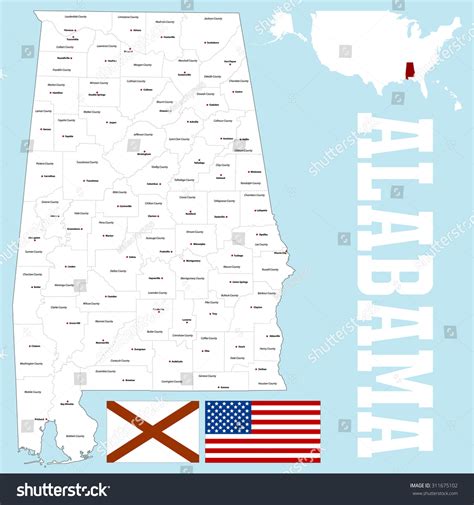 A Large And Detailed Map Of The State Of Alabama Royalty Free Stock