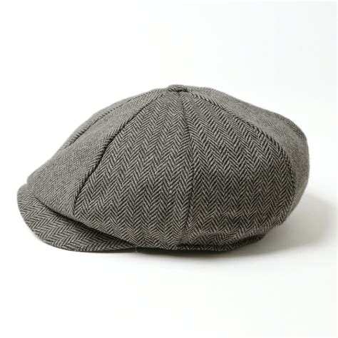 白×茶ハンチング帽 キャスケット 帽子 ヘリンボーン ユニセックスレディース