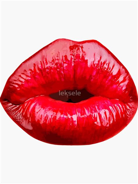 Red Sexy Lips Sticker By Leksele Redbubble