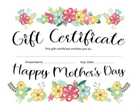 Free Printable Mothers Day T Certificate