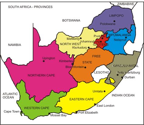 9 Provinces South Africa Map Map