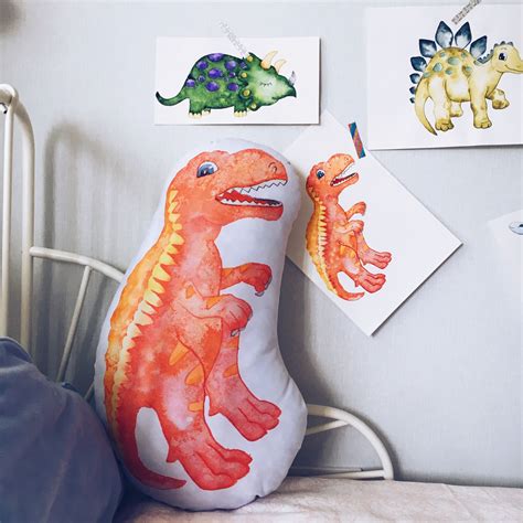 Tyrannosaur Kids Pillow Dinosaur Decorative Pillow Baby Etsy