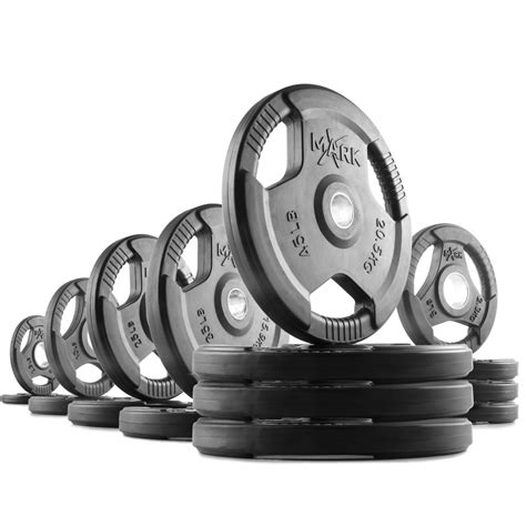 Xmark Rubber Coated Tri Grip Olympic Plate Weights 345 Lb Set