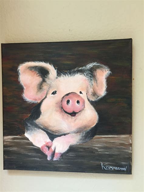 Cute Pig Painting In Acrylics Pig Pig Painting Pig Art Cow Painting