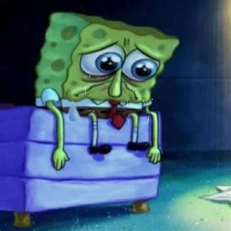 Download Spongebob Crying On The Bed Wallpaper