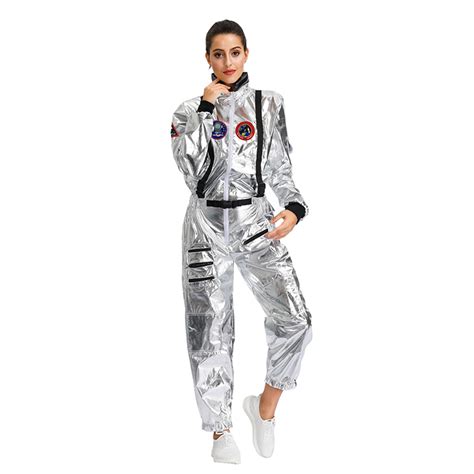 Sexy Women Silver Metallic One Piece Space Suit Adult Cosplay Costume N19619