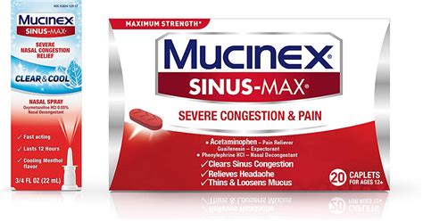 Buy Mucinex Sinus Max Full Force Nasal Decongestant Spray 0 75 Oz And Sinus Max Severe Congestion