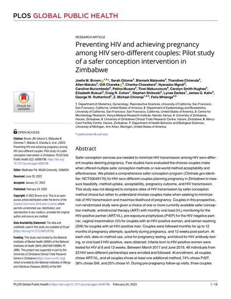 Pdf Preventing Hiv And Achieving Pregnancy Among Hiv Sero Different