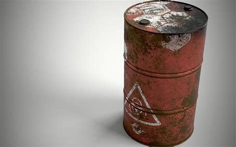 3D Model Abandoned Oil Drum Rusted PBR Game Ready VR AR Low Poly