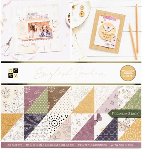 Dcwv Double Sided Cardstock Stack 12 X12 36pkg English Garden Wgold