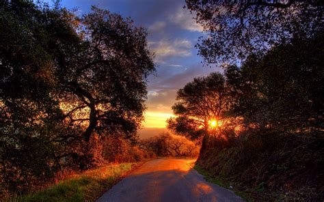 Sunset On A Mountain Road Wallpaper Nature Wallpapers 18040