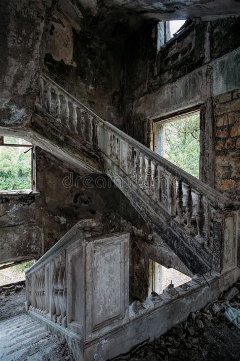 Broken Ruined Old Staircase At Abandoned House Stock Photo Image Of
