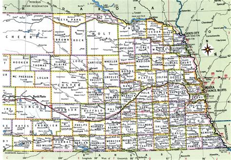 Nebraska Map With Countiesfree Printable Map Of Nebraska Counties And