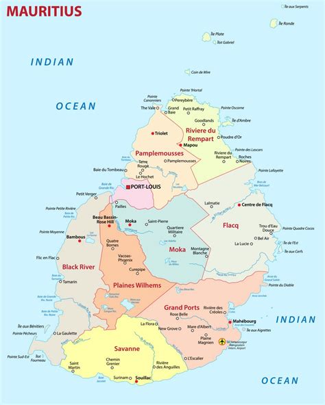 Large Physical Map Of Mauritius With Roads Cities And