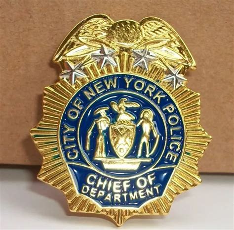 Nypd Police Chief Of Department Mini Badge Shield Lapel Pin Not Coin 9