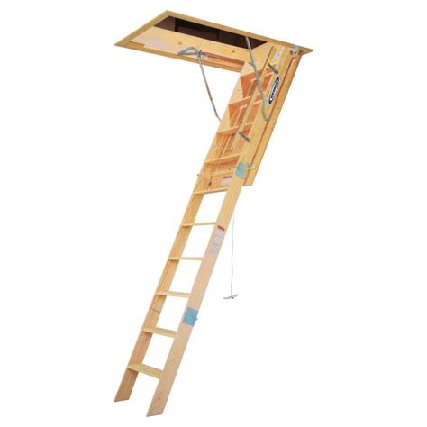 shop werner 10 ft wood 350 lb attic ladder at