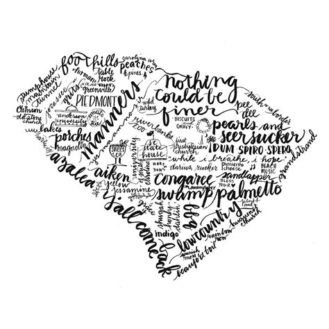 Sc Wall Art Print Of Hand Lettered South Carolina Words Etsy
