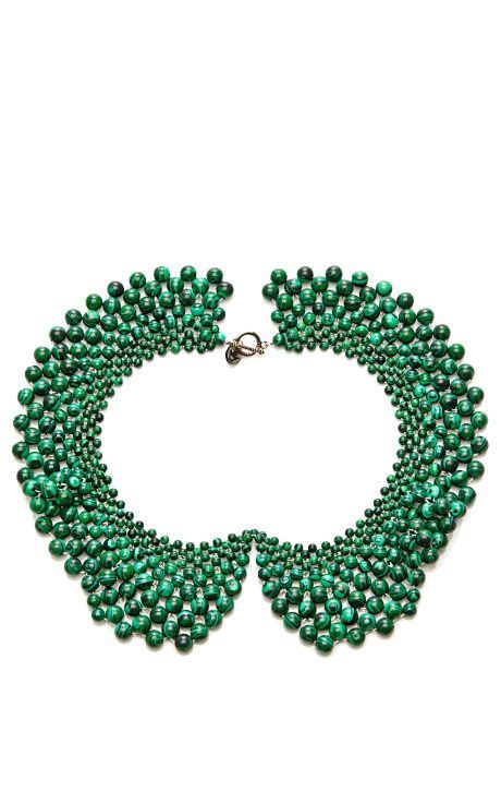 Malachite Bead Czar Collar Necklace Collar Necklace Green Beaded