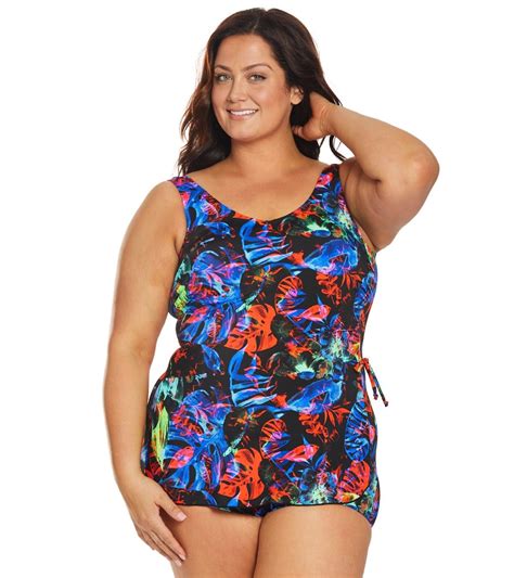 The Plus Size Mastectomy Neon Nights Sarong One Piece Swimsuit At
