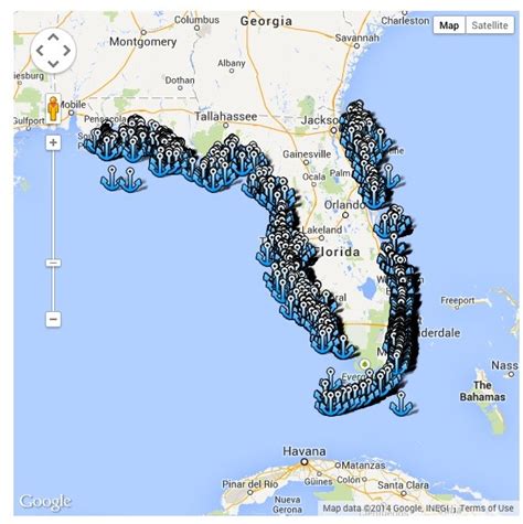 Florida Reefs And Wrecks Map United States Map