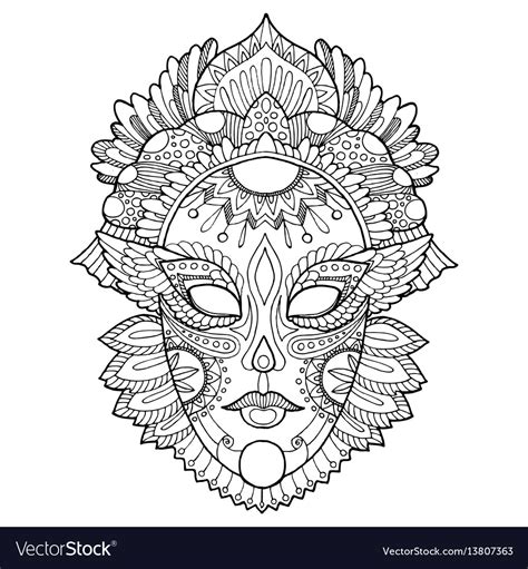 Carnival Mask Coloring Royalty Free Vector Image