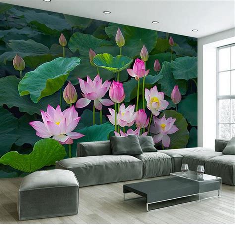 Custom 3d Photo Wallpaper Living Room Mural Lotus Flower Lake