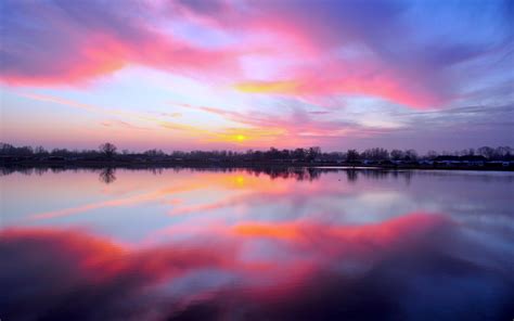 Sunset Reflection Lake Wallpapers Wallpaper Cave