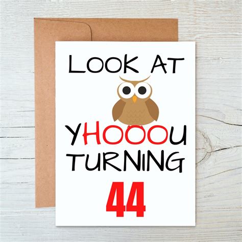 44th Birthday Card Funny 44th Birthday Card 44th Birthday Etsy