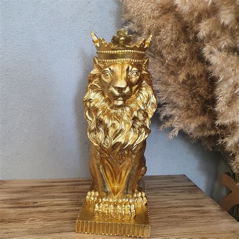 Gold Lion Statue Gold Lion Decor Home Decoration Lion Etsy In 2021