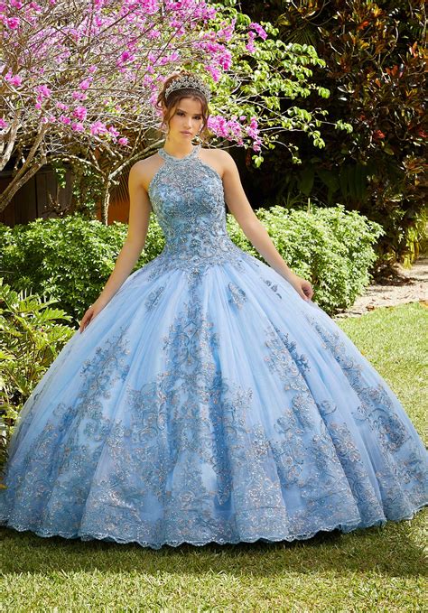 Rhinestone And Crystal Beaded Embroidery On A Princess Tulle Ballgown