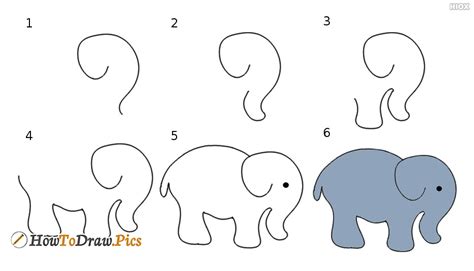 How To Draw An Easy Elephant Step By Step Safari Anim
