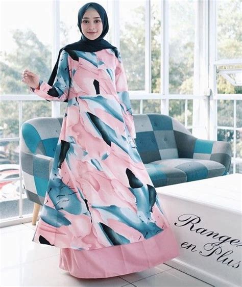 50+ Inspirasi Model Gamis Katun Jepang Motif Bunga Terbaru 2019